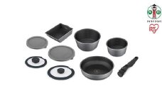 フライパン セット アイリスオーヤマ ダイヤモンドコートパンディープラス IH 9点セット DCI-S9S グレー スレートグレー IH 深型 鍋 なべ ナベ ガラス蓋 ハンドル 新生活 キッチン 料理 調理 調理器具 目盛付き