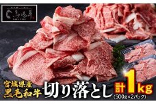 【馬場牛】宮城県産黒毛和牛 切り落とし 1kg(500g×2)