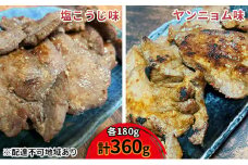 牛タン 味付け牛たん 塩こうじ味 ヤンニョム味 各 180g 計 360g 河村商店 肉 牛肉 味付き おかず 冷凍 冷凍配送 セット 牛たん タン 宮城 宮城県 岩沼市 [№5704-0550]