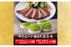 【特別寄附額】 牛タン 塩味 100g 2個 ＆ ずんだもち 2個セット 利久 牛たん タン塩 塩味 厚切り牛タン 牛 牛肉 肉 お肉 タン タン中 タン元 厚切り 焼肉 焼き肉 惣菜 おかず ごはんのお供 真空パック 贈答 贈答用 ギフト 化粧箱 冷凍 宮城 岩沼市