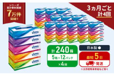 定期便 ティッシュ クリネックス ティシュー 1ケース (5箱入×12パック)《3ヶ月ごと計4回》 ティッシュペーパー セット 柔らかい 節約 日用品 日用雑貨 備蓄 備蓄品 備蓄用 防災 災害 ボックスティッシュ  ペーパー 宮城 岩沼市 [№5704-1047]