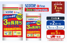キッチンペーパー 2パック入 キッチンタオル スコッティ ファイン 1 ロール 3倍 150カット セット ペーパータオル キッチン用品 節約 日用品 日用雑貨 消耗品 備蓄 備蓄品 備蓄用 防災 災害 3倍巻き まとめ買い 宮城 宮城県 岩沼市 [№5704-1087]