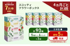 定期便 ティッシュ スコッティ フラワーボックス 90箱 (5箱×6パック)《4ヶ月ごと計3回》 ティッシュペーパー ティシューペーパーボックスティッシュ ボックスティシュー ティシュペーパー 防災 災害 日用品 生活用品 生活必需品 宮城県 岩沼市 [№5704-1133]