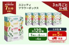 定期便 ティッシュ スコッティ フラワーボックス 120箱 (5箱×6パック)《3ヶ月ごと計4 回》 ティッシュペーパー ティシューペーパーボックスティッシュ ボックスティシュー ティシュペーパー 防災 災害 日用品 生活用品 生活必需品 宮城県 岩沼市 [№5704-1137]