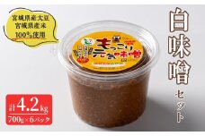 ≪宮城県産大豆・宮城県産米100%使用≫ 白味噌セット 計4.2kg (700g×6パック) ミヤギシロメ ひとめぼれ 味噌 味噌汁 沖縄塩使用 手作り 発酵 みそ 【株式会社近藤農産】tm276