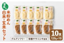登米の米粉めん 玄米麺・白米麺 120g×10食セット(各5食ずつ) グルテンフリー 小麦不使用 米粉めん 有機ササニシキ使用 小分け 国産 うどん 焼きそば 中華 そうめん パスタ ラーメン 麺【株式会社いなほ】 tm264