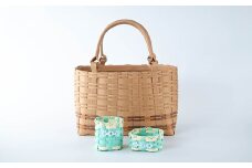 カゴバッグセット【モカ茶】 小物入れ2点付き クラフト素材 手作り かごバッグ 3点セット 【登米市中央障害者地域活動支援センター】tm141-B