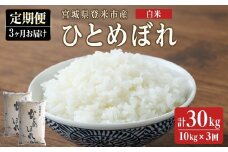 ＜3ヵ月定期便＞ 令和6年産 ひとめぼれ 合計30kg (10kg×3回) 宮城県登米市産 お米 おこめ 米 コメ 白米 ご飯 ごはん おにぎり お弁当 ブランド米 頒布会【ライス宮城株式会社】tm294