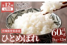 ＜先行予約！2025年10月から発送開始予定＞≪令和7年産≫【12回定期便】ひとめぼれ 計60kg (5kg×12回配送) 登米市産 お米 おこめ 米 コメ 白米 ご飯 ごはん おにぎり お弁当 12か月 頒布会【登米ライスサービス株式会社】tm165