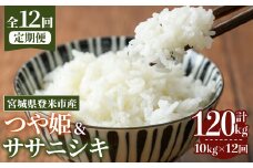 ＜先行予約！2025年10月から発送開始予定＞≪令和7年産≫【12回定期便】ササニシキ・つや姫 計120kg (各5kg×12回配送) 登米市産 お米 おこめ 米 コメ 白米 ご飯 ごはん おにぎり お弁当 12か月 頒布会【登米ライスサービス株式会社】tm171