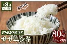 ≪令和7年産≫【8回定期便】ササニシキ 計80kg (10kg×8回配送) 登米市産 お米 おこめ 米 コメ 白米 ご飯 ごはん おにぎり お弁当 8か月 頒布会【登米ライスサービス株式会社】tm487
