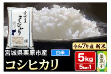 【新米受付】【令和7年産・白米】宮城県栗原市産 コシヒカリ 5kg (5kg×1袋)