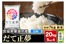 【新米受付】【令和7年産・白米】宮城県栗原市産 だて正夢 20kg (5kg×4袋)