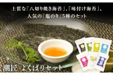 海苔 潮匠 よくばりセット(焼きのり、味付け海苔、塩海苔5種セット) 宮城県 東松島市 皇室献上の浜 E