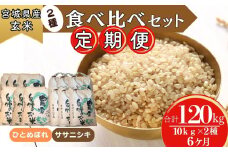 【令和6年産】 【新米】 ササニシキ・ひとめぼれ（玄米）10kg×2種 食べ比べセット 6ヵ月定期便（20kg×6回） 【定期便】宮城県 東松島市 米 こめ オンラインワンストップ 対応 自治体マイページ W