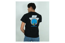 東松島市「ブルーインパルスマンホール（Olympic）」 Tシャツ　カラー：ブラック　サイズ：Ｓサイズ