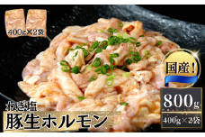 国産 豚 生ホルモン ねぎ塩味 800g（400g×2パック） 冷凍 小分け 味付 簡単 調理 豚ホルモン ブタホルモン ホルモン 焼肉 おつまみ バーベキュー BBQ 宮城県 東松島市 オンラインワンストップ 対応 自治体マイページ 佐利 AA
