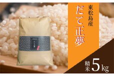 【令和6年産】  宮城県産 だて正夢（精米）5kg 米 だて正夢 だてまさゆめ ダテマサユメ 宮城県産 東松島市 米 精米 白米 お米 おこめ 5kg オンラインワンストップ 自治体マイページ
