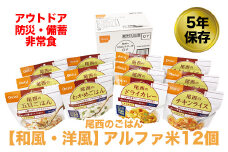 (04901)尾西のごはん【和風・洋風】アルファ米12個【アウトドア・防災・備蓄に】