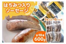 はちみつ入り ソーセージ《計18本／600g》3本 (100g) 入り×6パック｜国産 ソーセージ そーせーじ ウインナー パック 小分け 冷凍 肉 豚肉 焼肉 おつまみ バーベキュー はちみつ ハチミツ 蜂蜜 オリジナル [0295]