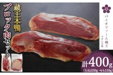 蔵王産　本鴨ブロック肉セット　計400g（むね肉250g・もも肉150g）【04301-0381】