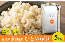 ＜令和6年産米＞蔵王産　ひとめぼれ　玄米5kg　【04301-0389】