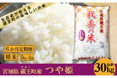 【6か月定期便】蔵王産　我妻の米（つや姫）　精米30kg（5kg×6回）　【04301-0403】