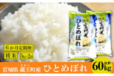【6か月定期便】蔵王産　ひとめぼれ　精米60kg（5kg×2袋×6回）　【04301-0421】