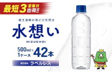 水想い 蔵王連峰の雪どけ天然水（ナチュラルミネラルウォーター） ラベルレス　500ml×42本   水 みず 天然水 ミネラルウォーター 防災 備蓄 人気 ラベルレス ペットボトル 蔵王【04301-0732】