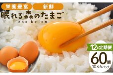 【12か月連続お届け】眠れる森のたまご　朝採れ卵60個   たまご タマゴ 卵 鶏卵 濃厚 こだわり 新鮮　【04301-0796】