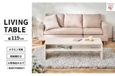 リビングテーブル オフホワイト LTB-1190W アイリスオーヤマ インテリア 家具 シンプル メラミン樹脂加工 収納棚付き AVボード 白 