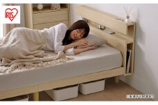 すのこベッド ナチュラル ベッド SNBS-SD  アイリスオーヤマ セミダブル すのこ ベッド スノコ ベッドフレーム ヘッドボード 収納 棚 コンセント付き