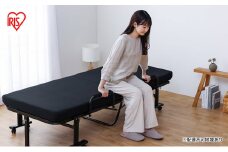 ベッド 折りたたみベッド ハイタイプ キャスター付 高反発マットレス OTBSS-KRH  ブラック アイリスオーヤマ  ブラック 折り畳みベッド 高反発 簡易ベッド 折りたたみ 折畳ベッド おすすめ 