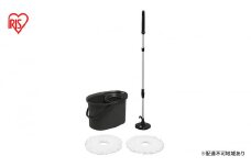 モップ  水拭き モップクリーナー 脱水 回転モップ  KMT-420 ダークグレー アイリスオーヤマ   回転モップクリーナー フローリング  モップ絞り器 モップ絞り 手回しタイプ 清掃 床 床掃除 玄関 畳 乾拭き ペット 室内 大掃除 床掃除