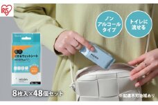 ウエットティッシュ ノンアルコール トイレに流せる ミニ流せるウェットシート minim POF-6PN   8枚入×48個　アイリスオーヤマ　トイレに流せる シート おしりふき  ミニ 持ち運び 携帯 アルコールフリー ヒアルロン酸配合
