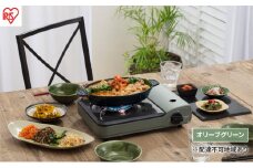 カセットコンロ 防災 カセット コンロ IGC-S1-G オリーブグリーン アイリスオーヤマ おしゃれ 卓上 鍋 カセットガス 防災グッズ テーブルコンロ スタイリッシュ ベーシックモデル アウトドア キャンプ 調理 災害時