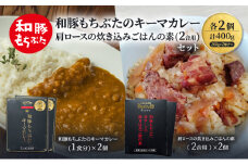 和豚もちぶたのキーマカレー×2個 肩ロースの炊き込みごはんの素(2合用)×2個 オリジナル 和豚 もち豚 豚肉 ポーク レトルト レトルトカレー レトルト食品 カレー お肉 肉 豚 ぶた ブタ 加工品 加工食品 惣菜 保存食 非常食 防災