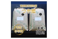 令和6年産 つや姫 玄米20kg(10kg×2) 宮城県村田町産【1553393】