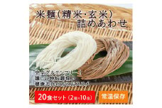 つるもち食感！グルテンフリー米麺 詰め合わせ20食（精米・玄米 各10食ずつ）【25101】