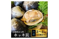 ホッキ貝15個(3～4kg)＜宮城県山元町磯浜漁港直送＞獲れたての大粒北寄貝をお届けします 刺身でも【1479869】