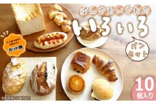 No.170-02 【カット無】ぱんやあいざわのいろいろパンセット（10個入り） ／ ハードパン 柔らかいパン 自家培養発酵種 じっくり発酵 食パン カンパーニュ クロワッサン 詰合せ 朝食 昼食 夜食 おやつ 宮城県
