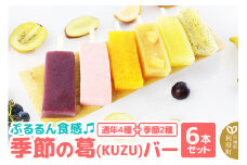 ぷるるん食感♪季節の葛（KUZU）バー 6本セット（りんご、パイン、キウイ、かんきつ×4種・季節のフレーバー×2種）約140g×計6種 溶けないアイスバー くずバー 葛アイス スイーツ