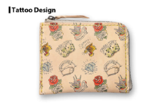 ハーフウォレット(L字型ファスナー)＜Tattoo Design＞(118×95×厚み10mm) レザー 革 本革 レザー製品 革製品 財布 サイフ ギフト 名入れ 日本製 手縫い ハンドメイド ファッション 小物 サムライクラフト Samurai Craft【株式会社Stand Field】ta281-tattoo
