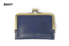 サムライクラフト がま口カードケース＜ネイビー＞(100mm×70mm×厚み10mm) レザー 革 本革 レザー製品 革製品 名入れ ギフト ルガトショルダー ファッション 日本製 手縫い ハンドメイド Samurai Craft【株式会社Stand Field】ta276-navy