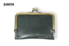 サムライクラフト がま口カードケース＜グリーン＞(100mm×70mm×厚み10mm) レザー 革 本革 レザー製品 革製品 名入れ ギフト ルガトショルダー ファッション 日本製 手縫い ハンドメイド Samurai Craft【株式会社Stand Field】ta276-green