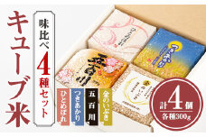 キューブ米 味比べセット 300g×4個（ひとめぼれ、五百川、つきあかり、金のいぶき各1個） 小分け お米 おこめ 米 コメ 白米 玄米 ご飯 ごはん おにぎり お弁当 食べ比べ ギフト【赤間農業開発株式会社】ta307