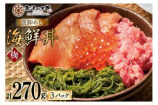 詰め合わせ 漁師めし 海鮮丼 〈梅〉 90g×3 計270g [橋本水産食品 宮城県 南三陸町 m304amh590015] 魚介 魚介類 魚 海鮮 海鮮丼 丼 サーモン 銀鮭 鮪 まぐろ マグロ 鮭 まぐろたたき 小分け 個包装 冷凍 三陸 めかぶ メカブ いくら いくら醤油漬け