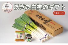 【8月～翌2月限定出荷】あきた白神のギフト 3種セット（白神ねぎ・白神ねぎラー油・白神ねぎしょうが生ふりかけ）