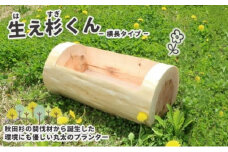 里山くらし応援 木工品 秋田杉の丸太プランター「生え杉くん（はえすぎくん）」横長タイプ