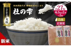 新米 米 お米 《定期便3ヶ月》【白米】秋田県産 あきたこまち あきた種梅産こまち 杜の雫 こだわりの大粒 9kg（4.5kg×2袋）×3回 合計27kg